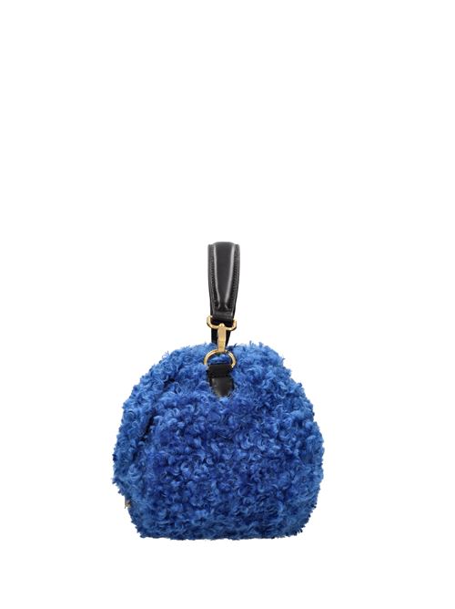 Faux fur bag LA CARRIE | TEDDY MED.HAND BAGAZZURRO-NERO